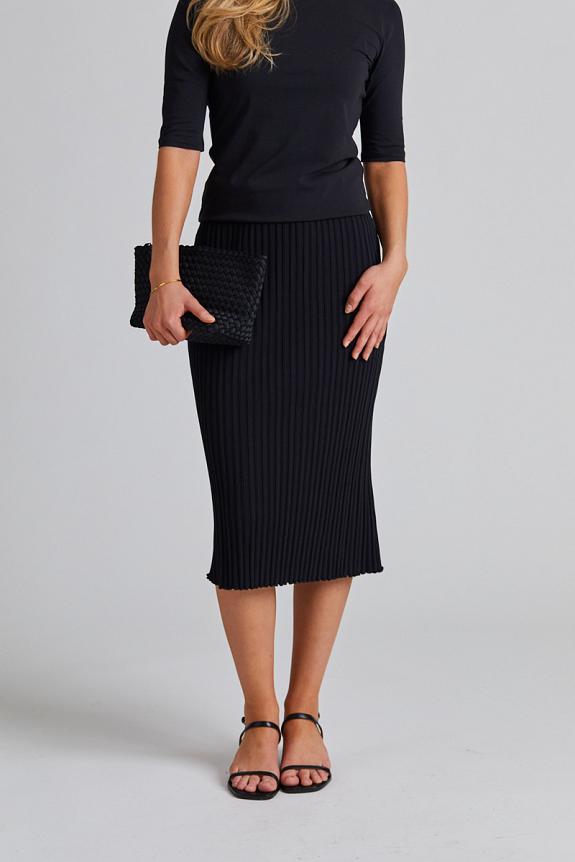 Filippa K Cotton Rib Slip Skirt Black 